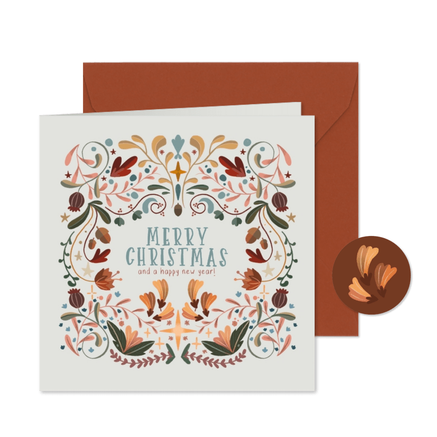 Weihnachtskarte Ornamente botanisch - Karteneindruck
