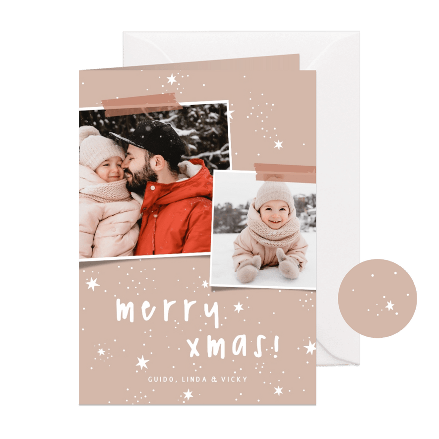 Weihnachtskarte pastell Fotos und Sternchen - Karteneindruck
