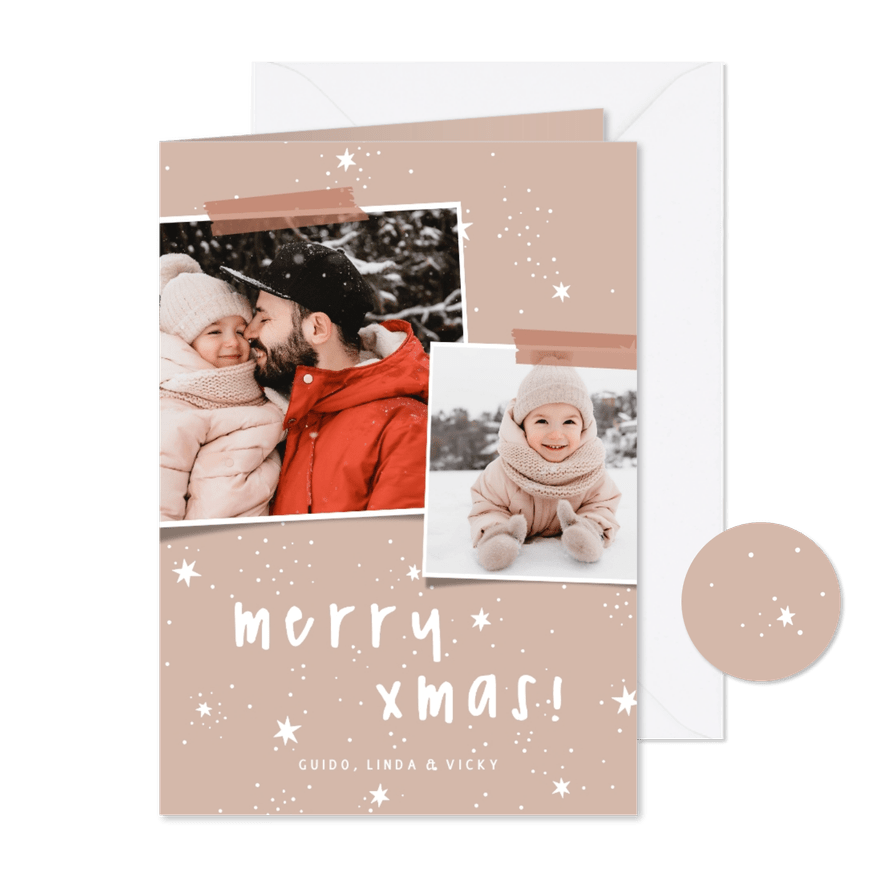 Weihnachtskarte pastell Fotos und Sternchen - Karteneindruck
