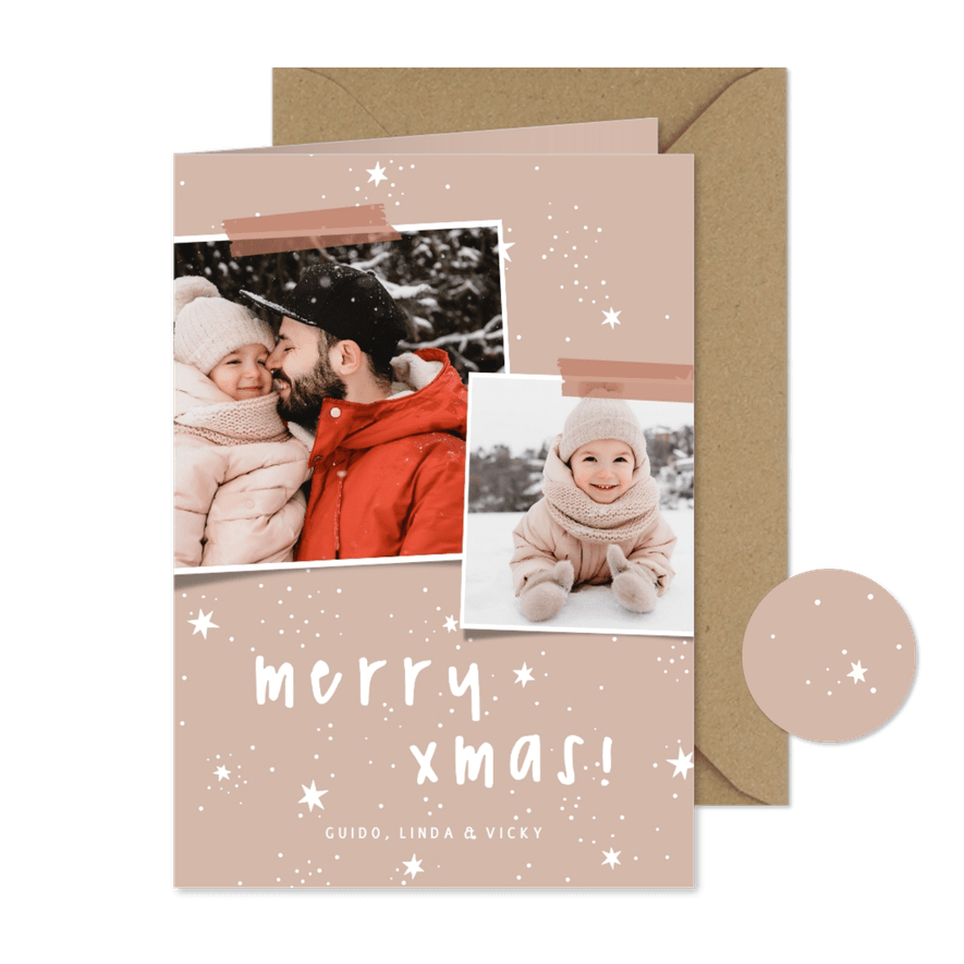 Weihnachtskarte pastell Fotos und Sternchen - Kartenvorschau
