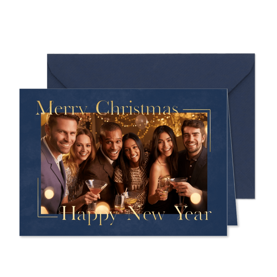 Weihnachtskarte Personal Foto und Schriftrahmen in Goldlook - Kartenvorschau
