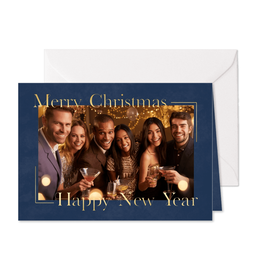 Weihnachtskarte Personal Foto und Schriftrahmen in Goldlook - Karteneindruck
