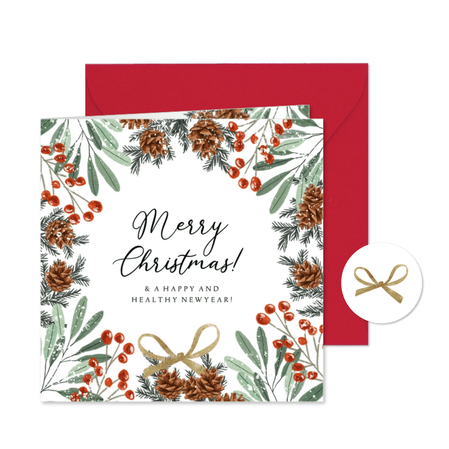 Weihnachtskarte Rahmen aus Zweigen - Karteneindruck
