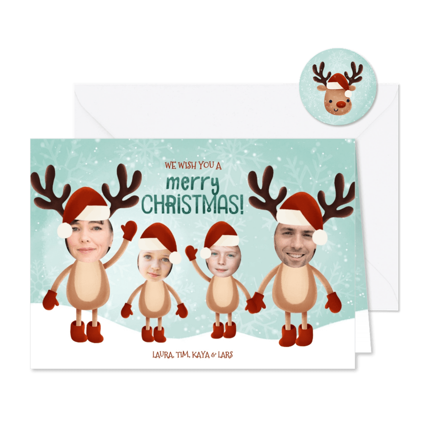 Weihnachtskarte Rentiere mit Fotos - Karteneindruck