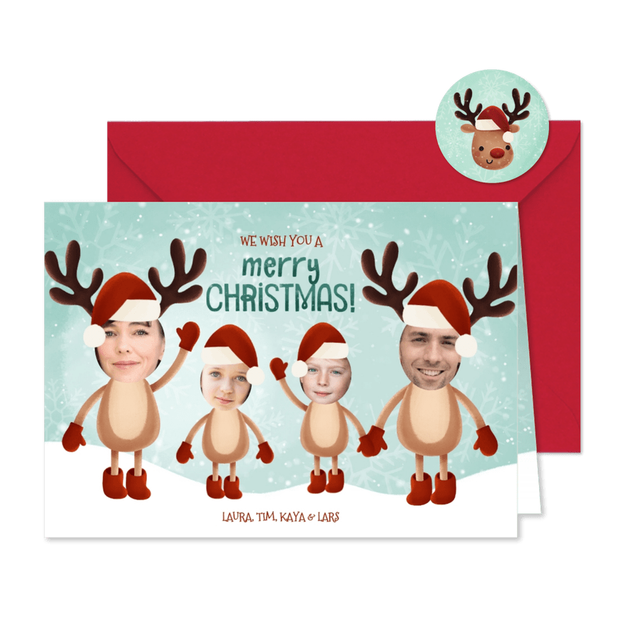 Weihnachtskarte Rentiere mit Fotos - Karteneindruck
