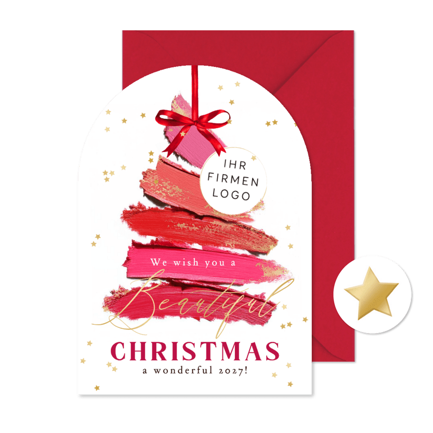 Weihnachtskarte Salon Lippenstift-Weihnachtsbaum - Kartenvorschau