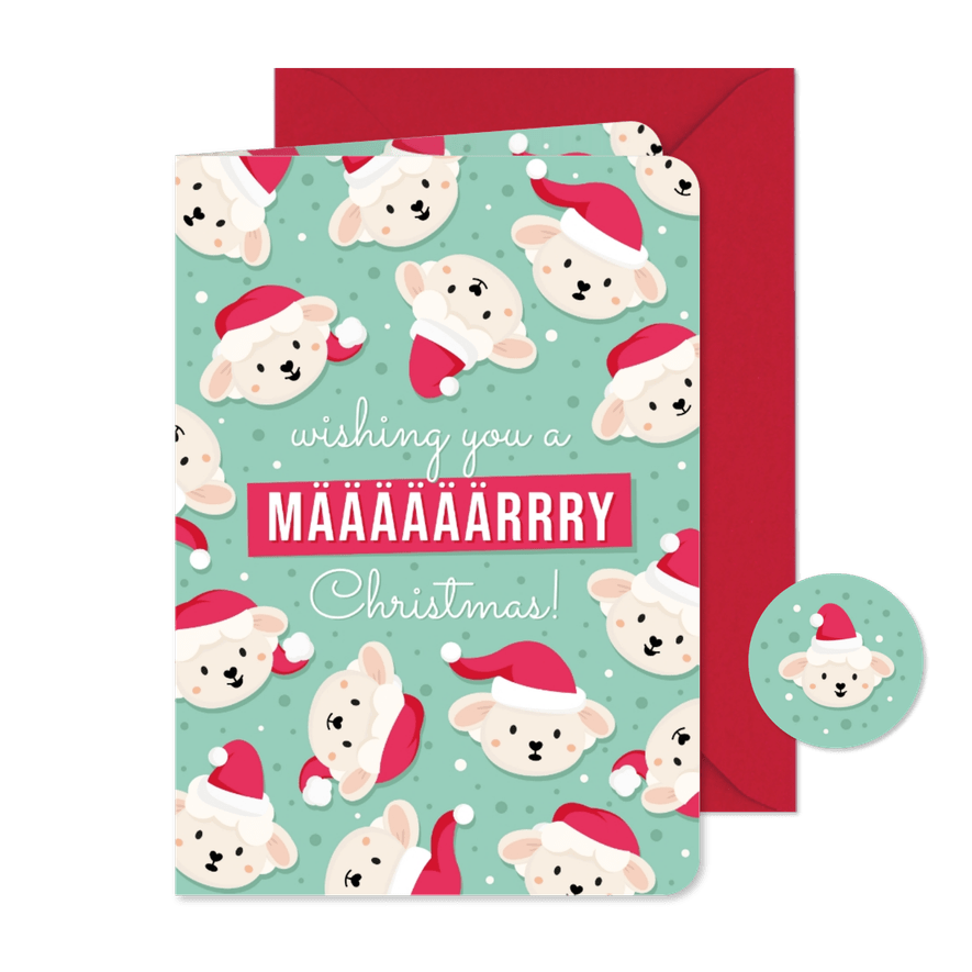 Weihnachtskarte Schafe 'Määärrry Christmas' - Karteneindruck
