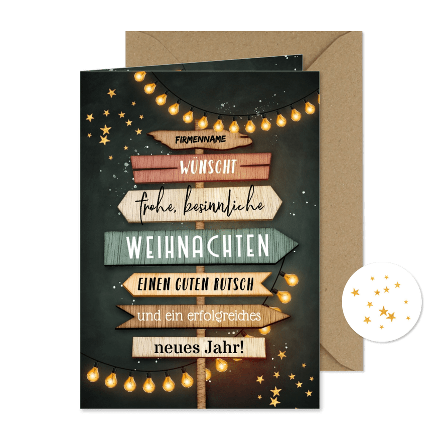 Weihnachtskarte Schilder / Einladung Weihnachtsfeier - Karteneindruck