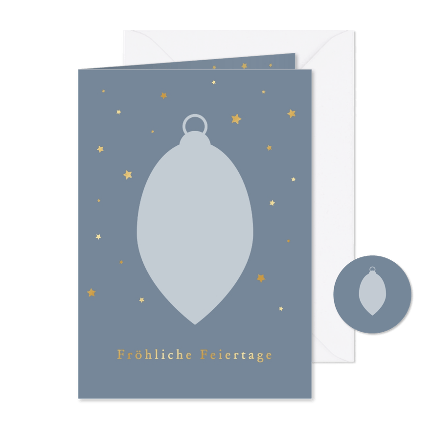 Weihnachtskarte schlichte Weihnachtskugel Goldsternchen - Karteneindruck