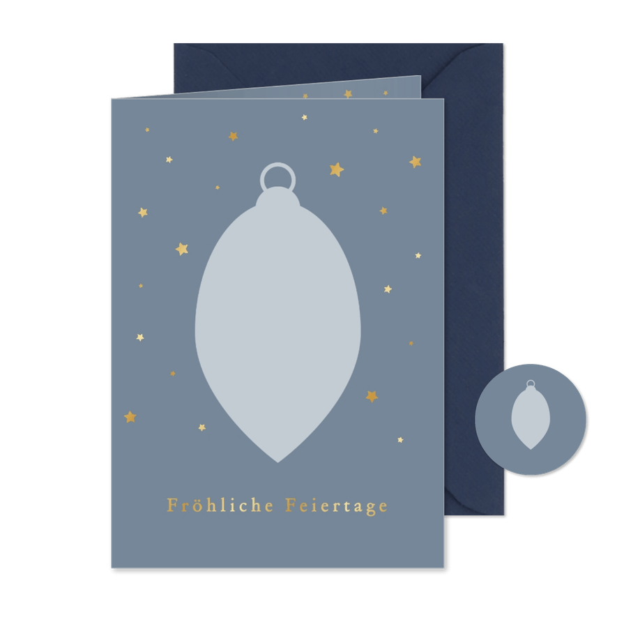 Weihnachtskarte schlichte Weihnachtskugel Goldsternchen - Karteneindruck
