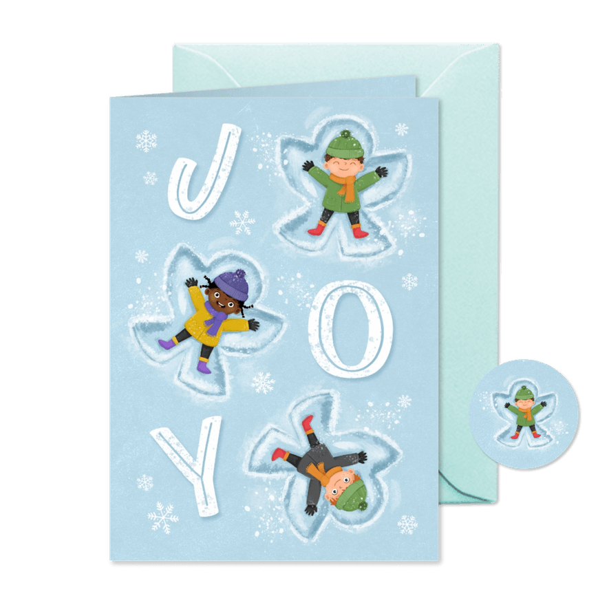 Weihnachtskarte Schneeengel 'Joy and Peace' SOS Kinderdörfer - Karteneindruck