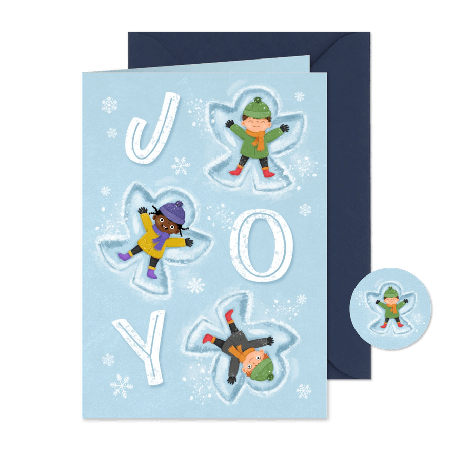 Weihnachtskarte Schneeengel 'Joy and Peace' SOS Kinderdörfer - Karteneindruck