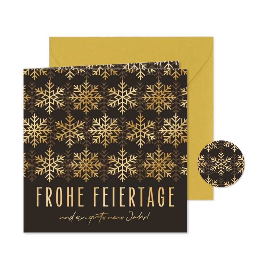 Weihnachtskarte Schneeflocken in Gold - Kartenvorschau