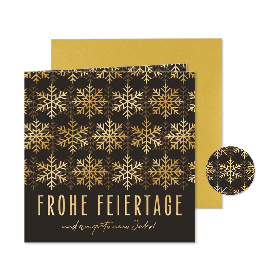 Weihnachtskarte Schneeflocken in Gold - Kartenvorschau