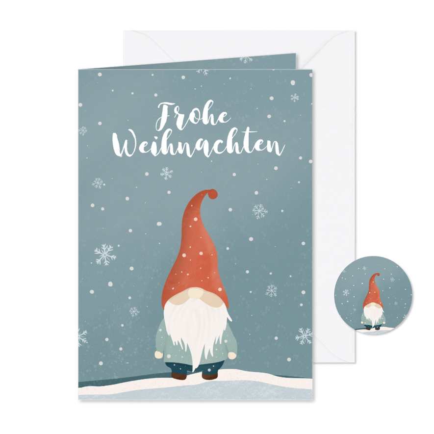 Weihnachtskarte Schneegestöber Weihnachtswichtel - Karteneindruck