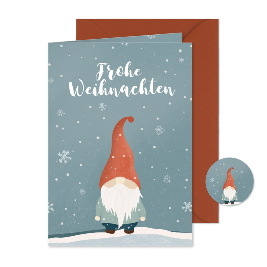 Weihnachtskarte Schneegestöber Weihnachtswichtel - Karteneindruck
