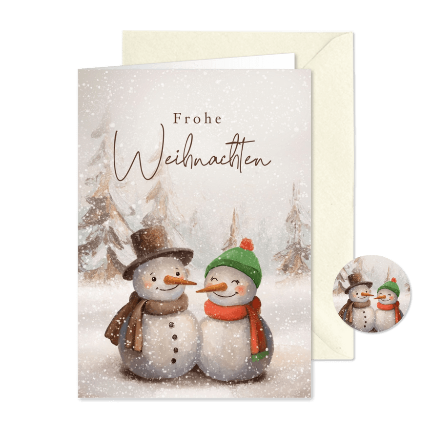 Weihnachtskarte Schneemann & Schneefrau - Karteneindruck
