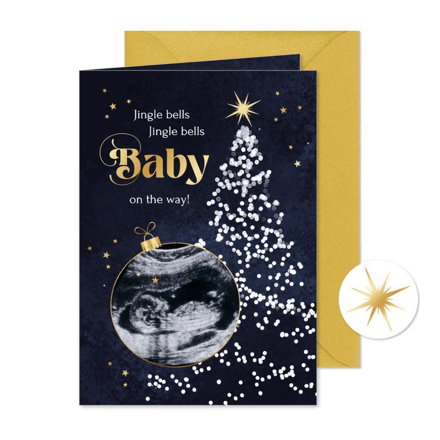 Weihnachtskarte schwanger 'Baby on the Way' - Karteneindruck
