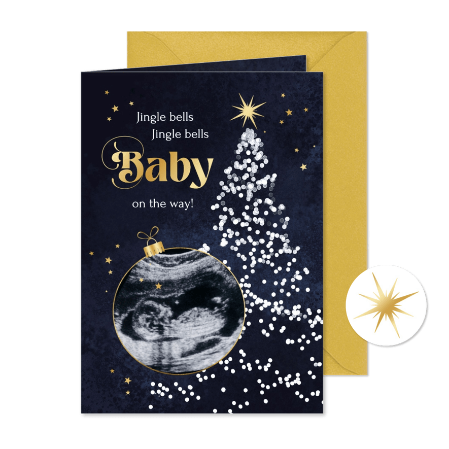 Weihnachtskarte schwanger 'Baby on the Way' - Karteneindruck