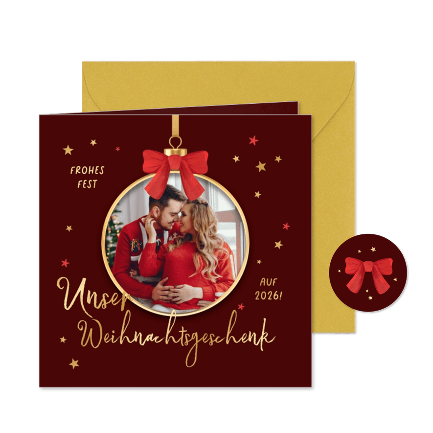 Weihnachtskarte Schwangerschaft ankündigen Baby Foto Kugel - Karteneindruck