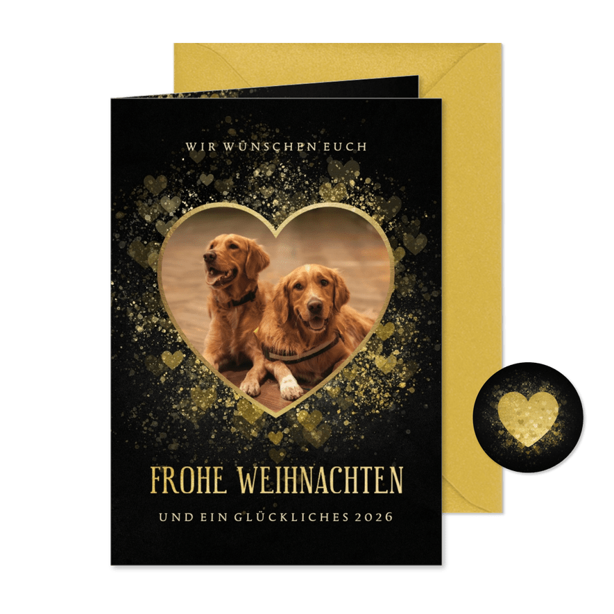 Weihnachtskarte schwarz Foto in Herz - Karteneindruck