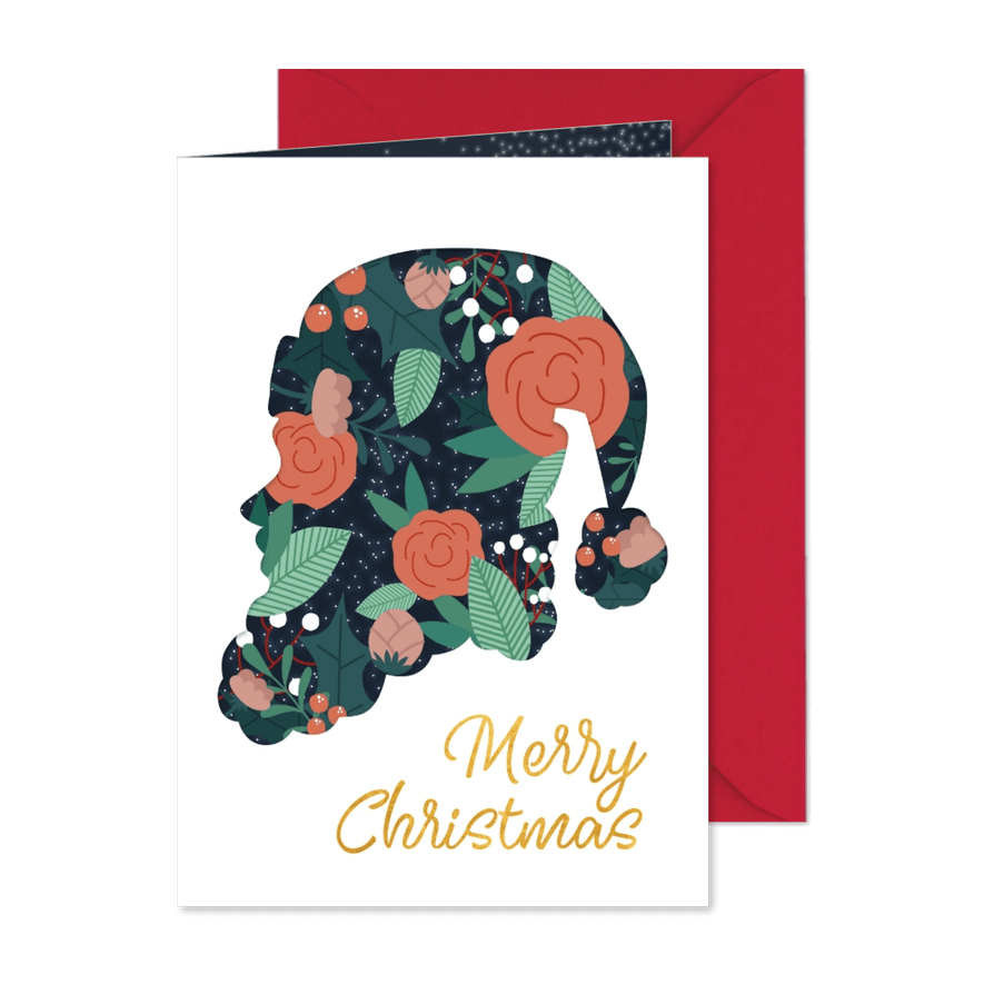 Weihnachtskarte Silhouette Weihnachtsmann - Karteneindruck

