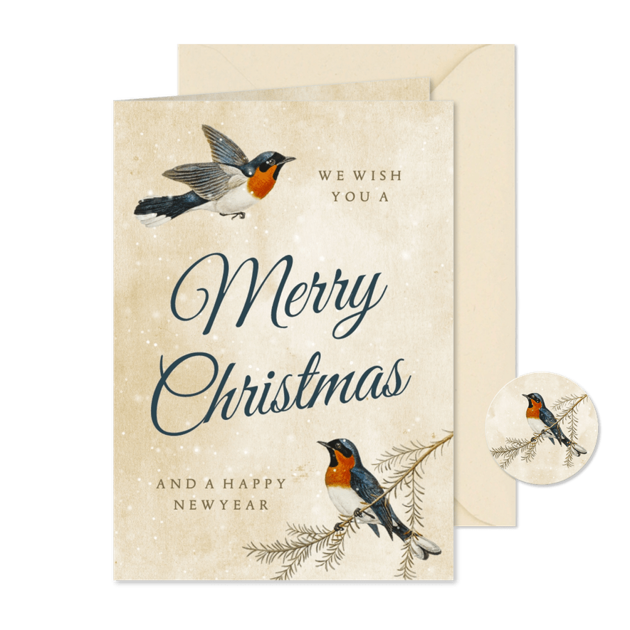 Weihnachtskarte Singvögel im Winter - Karteneindruck