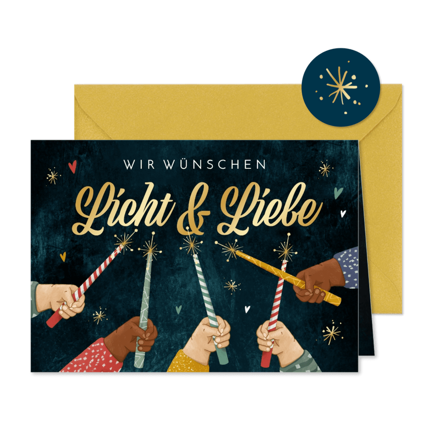 Weihnachtskarte SOS Kinderdörfer Kinderhände mit Kerzen - Kartenvorschau
