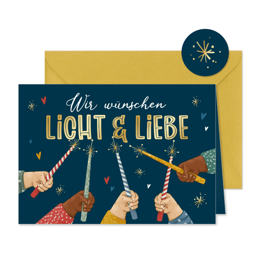 Weihnachtskarte SOS Kinderdörfer Kinderhände mit Kerzen - Karteneindruck
