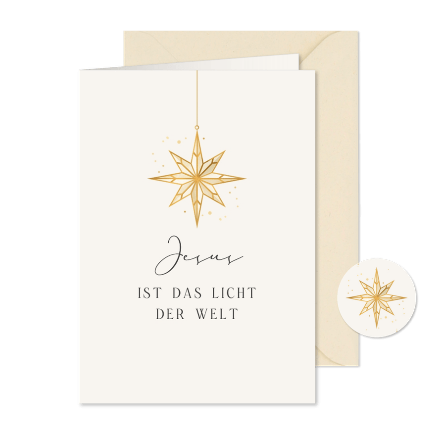 Weihnachtskarte Stern 'Jesus ist das Licht der Welt' - Karteneindruck
