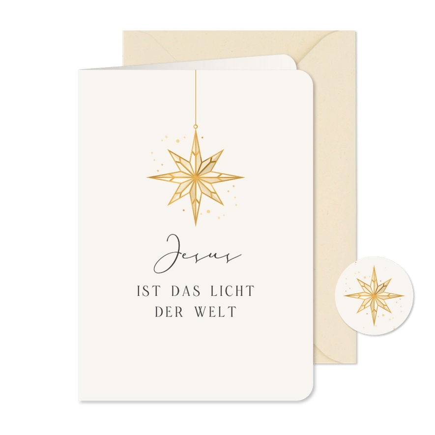 Weihnachtskarte Stern 'Jesus ist das Licht der Welt' - Karteneindruck

