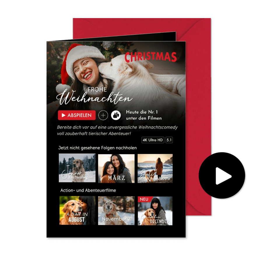 Weihnachtskarte Streaming Dienst 'Frohe Weihnachten' - Kartenvorschau
