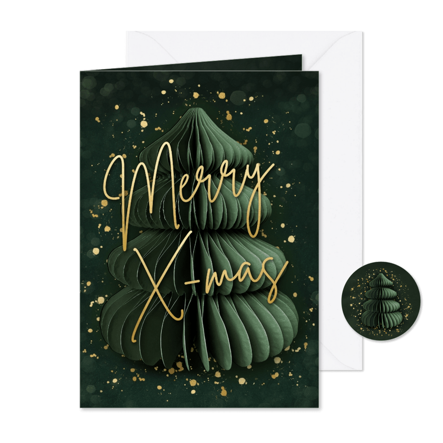 Weihnachtskarte Tannenbaum Merry X-mas - Karteneindruck