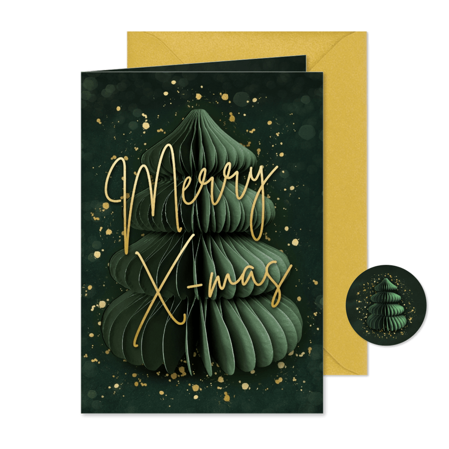 Weihnachtskarte Tannenbaum Merry X-mas - Karteneindruck
