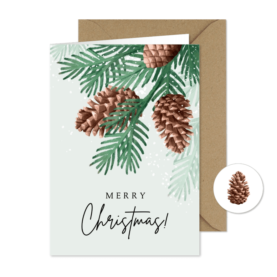 Weihnachtskarte Tannenbaum mit Tannenzäpfchen - Karteneindruck
