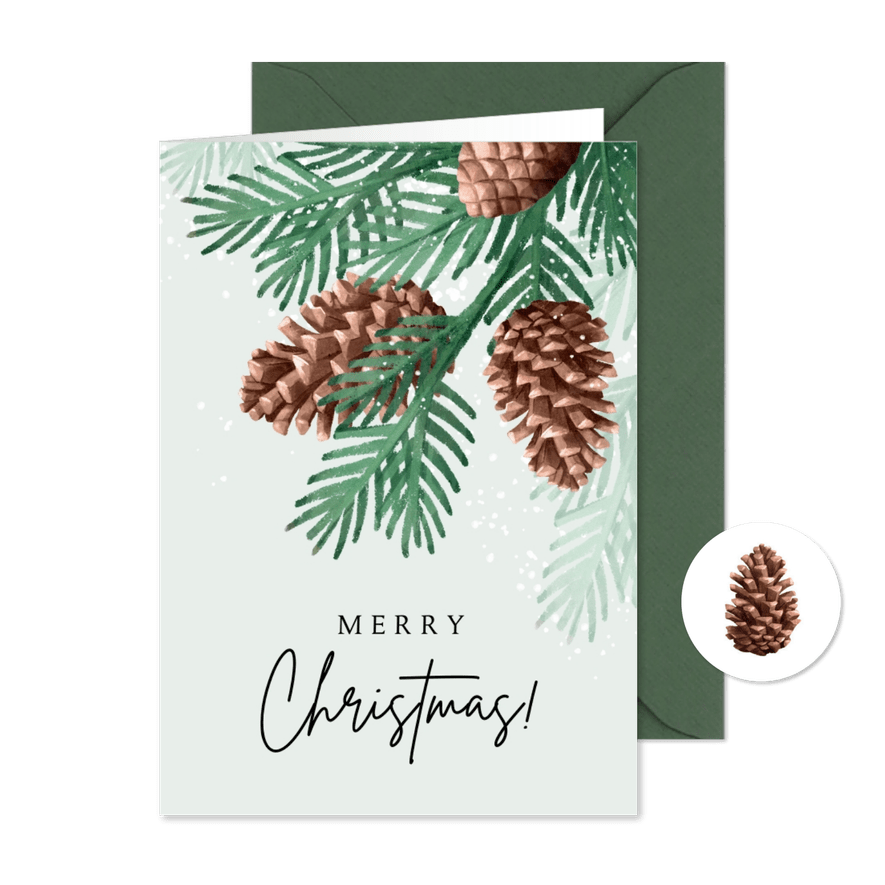Weihnachtskarte Tannenbaum mit Tannenzäpfchen - Karteneindruck
