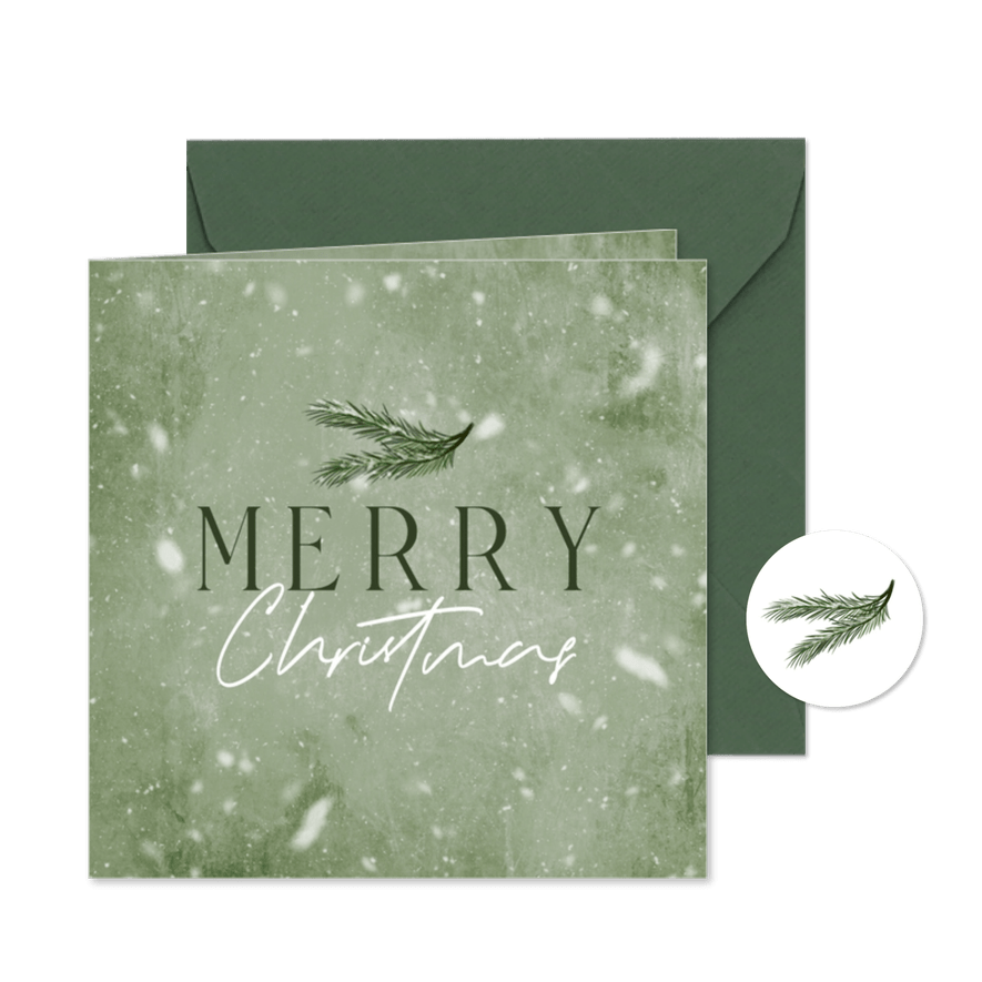 Weihnachtskarte Tannenzweige & Schneeflocken - Karteneindruck
