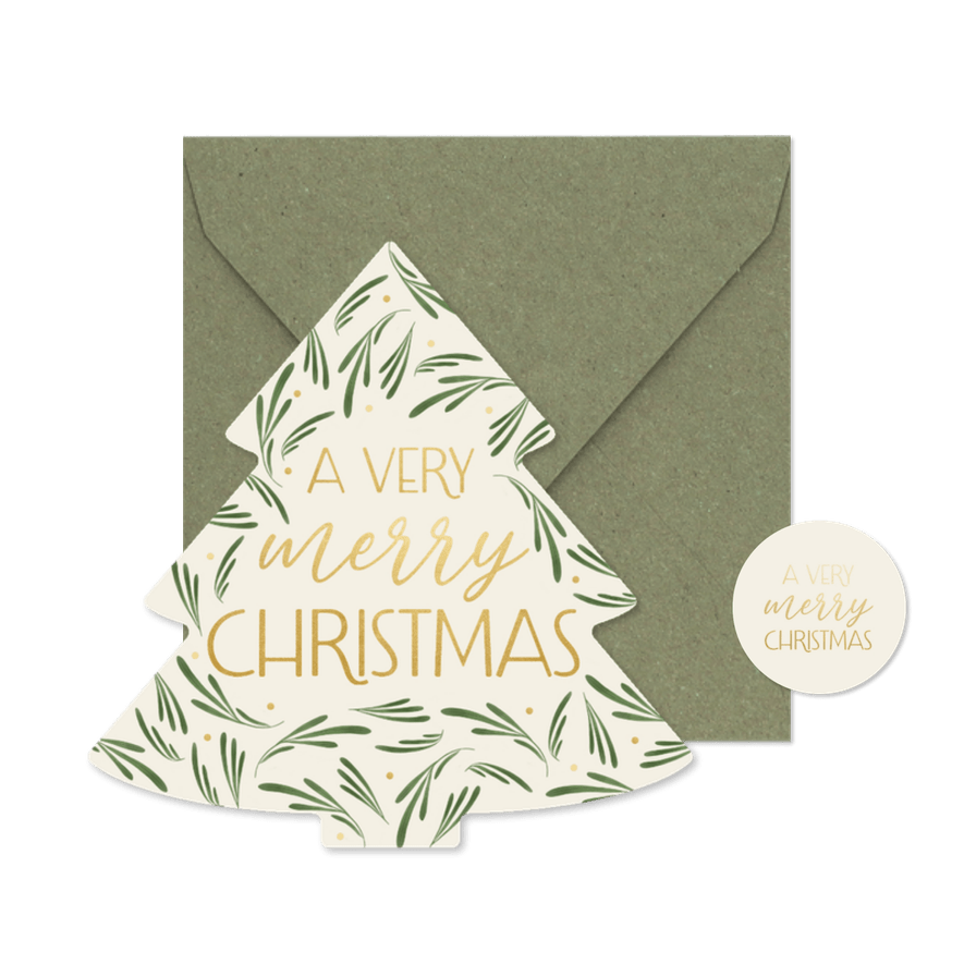 Weihnachtskarte Tannenzweige Weihnachtsbaum-Form - Karteneindruck
