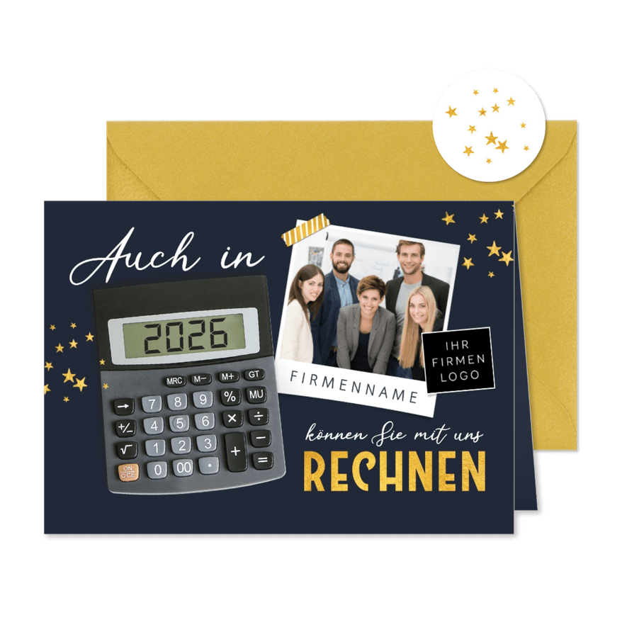 Weihnachtskarte Taschenrechner - Karteneindruck
