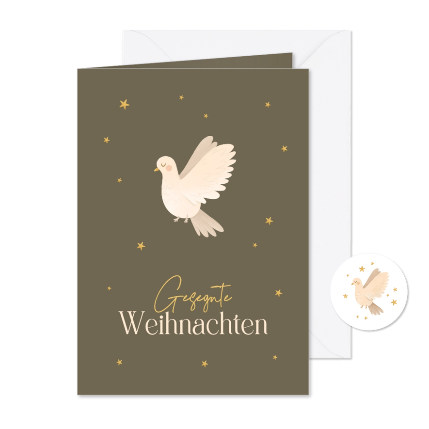 Weihnachtskarte Taube 'Gesegnete Weihnachten' christlich - Karteneindruck
