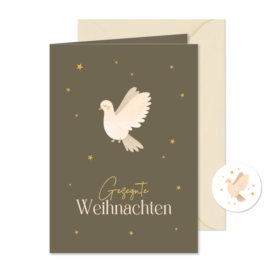 Weihnachtskarte Taube 'Gesegnete Weihnachten' christlich - Karteneindruck