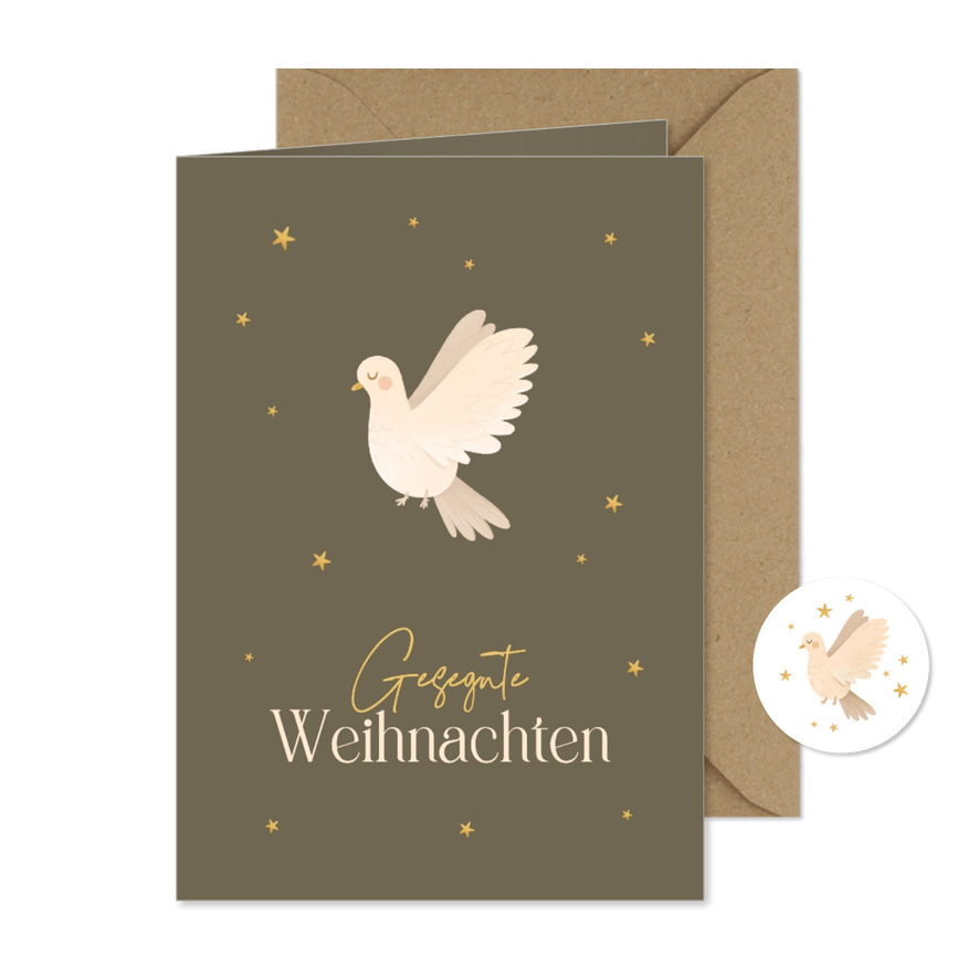 Weihnachtskarte Taube 'Gesegnete Weihnachten' christlich - Karteneindruck
