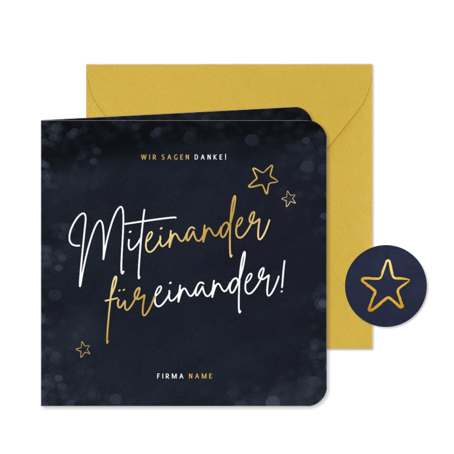 Weihnachtskarte Teamarbeit 'Miteinander, füreinander' - Karteneindruck