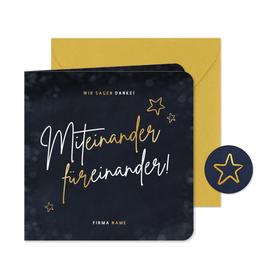 Weihnachtskarte Teamarbeit 'Miteinander, füreinander' - Kartenvorschau