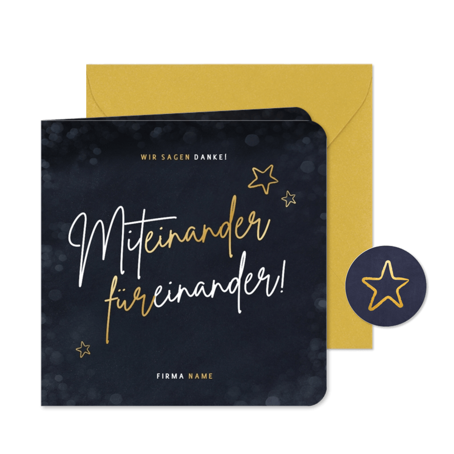 Weihnachtskarte Teamarbeit 'Miteinander, füreinander' - Karteneindruck