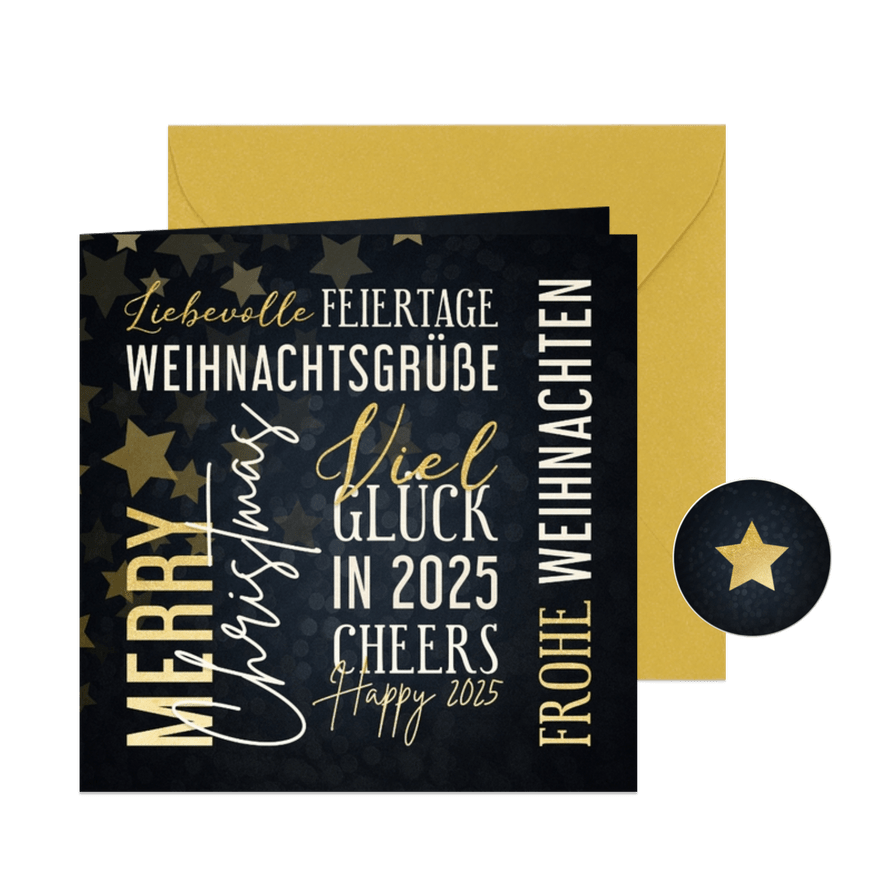 Weihnachtskarte Text in Goldlook - Karteneindruck
