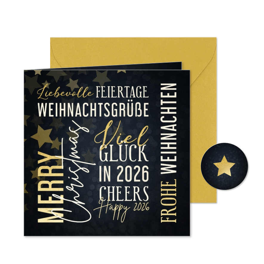 Weihnachtskarte Text in Goldlook - Karteneindruck