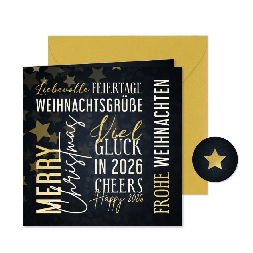 Weihnachtskarte Text in Goldlook - Karteneindruck