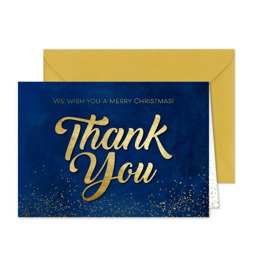 Weihnachtskarte 'Thank You' Goldoptik - Karteneindruck
