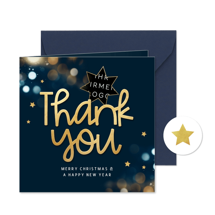 Weihnachtskarte 'Thank you' Logo international Lichter - Karteneindruck
